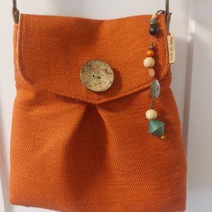 Orange Crossbody Bag with Bead Charm